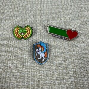 Loot Crate Pins Lot‎ of 3 Unicorn, Lizard, Player 2 Life Video Game